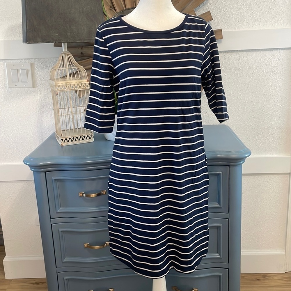 Navy Blue and White Stripe Dress Size Small